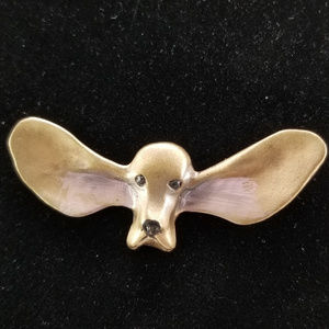 Vintage Signed Basset Hound Brooche Pet Jewelry